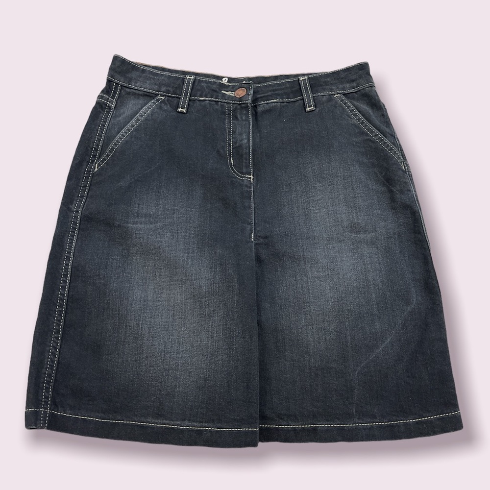 Boden High waisted black denim skirt with front pleat, Boden, Size 6r
